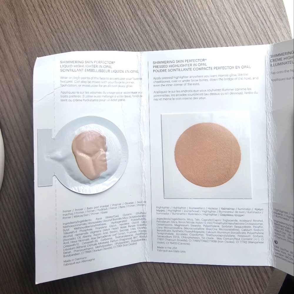 BECCA Shimmering Skin Perfector in Opal shimmer powder liquid